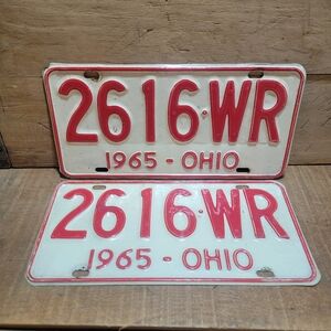 Vintage Pair Of Metal 1965 Ohio License Plates